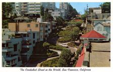 Lombard Street, the Crookedest Street in the World, San Francisco, California postcard, 1958