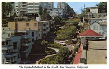 Lombard Street, the Crookedest Street in the World, San Francisco, California postcard, 1958