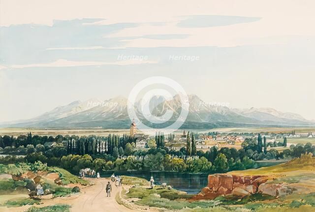 Lomnitz Castle and the Tatra Mountains in Hungary, (around 1861?). Creator: Thomas Ender.