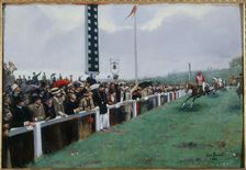 Longchamp races; finishing post, 1886. Creator: Jean Beraud