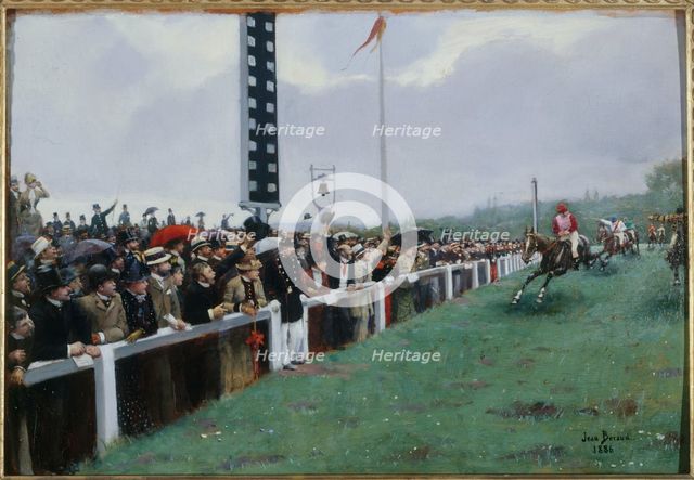 Longchamp races; finishing post, 1886. Creator: Jean Beraud.