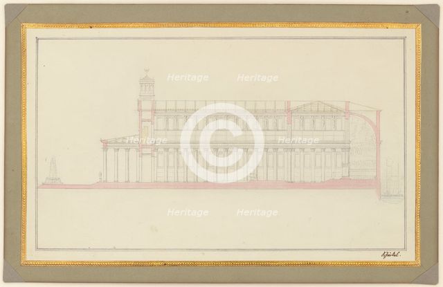 Longitudinal Section of a Cathedral for Berlin, 1827. Creator: Karl Friedrich Schinkel.