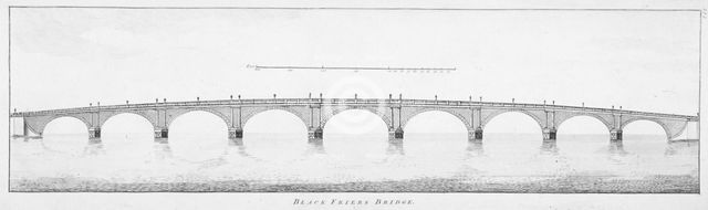 Longitudinal section of Blackfriars Bridge, London, 1766. Artist: Anon