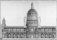 Longitudinal section of St Paul's Cathedral, City of London, 1720. Artist: Anon
