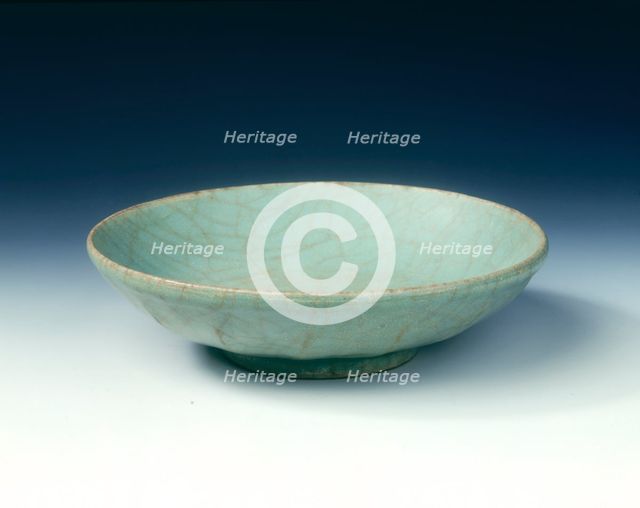 Longquan celadon saucer with crackled Guan type glaze, Southern Song dynasty, China, 1127-1279. Creator: Unknown.