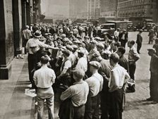 Longshoremen being picked out by a boss, New York, USA, 1920s or 1930s. Creator: Unknown