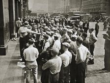 Longshoremen being picked out by a boss, New York, USA, 1920s or 1930s
