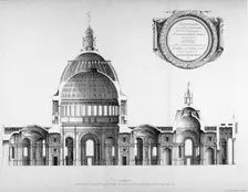 Longtitudinal section through St Paul's Cathedral, City of London, 1700. Artist: Anon