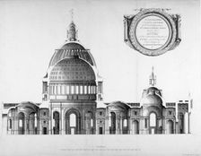 Longtitudinal section through St Paul's Cathedral, City of London, 1700. Artist: Anon