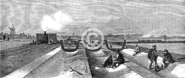 London Main Drainage: Concrete foundation for the northern outfall tunnels, 1861. Creator: Unknown.