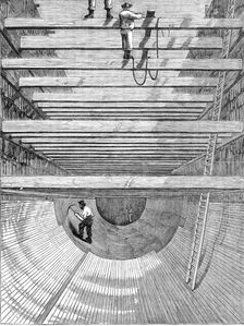 London Main Drainage: constructing the invert for the southern high-level sewer, 1861. Creator: Unknown