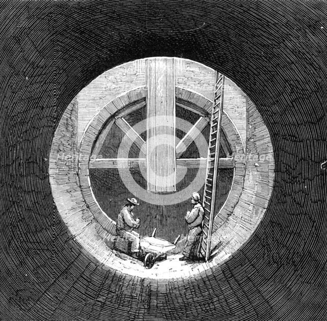 London Main Drainage: bottom of a shaft in the southern high-level sewer at Peckham, 1861. Creator: Unknown.