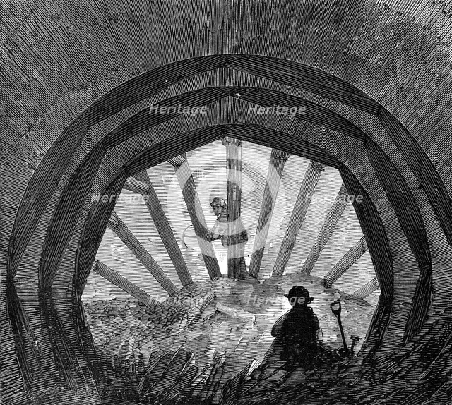 London Main Drainage: driving a tunnel at Peckham, 1861. Creator: Unknown.
