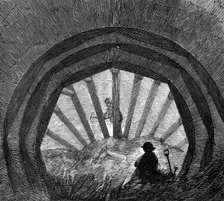 London Main Drainage: driving a tunnel at Peckham, 1861. Creator: Unknown