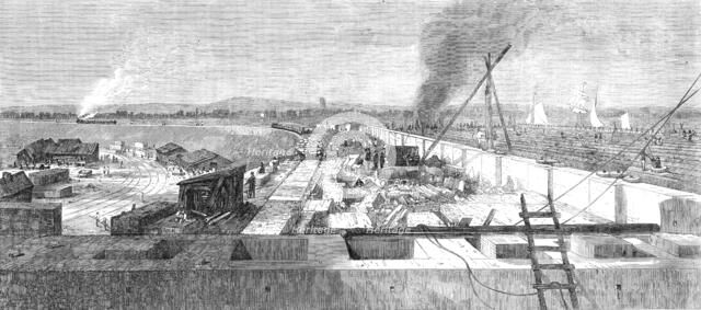London Main-Drainage Works: view of the outfall of the Northern Drainage at Barking Creek, 1864. Creator: Unknown.