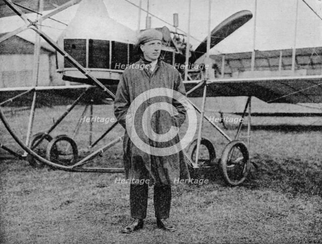 London-Manchester Air Race: Mr Jack Alcock and his Maurice Farman biplane, 1914 (1934). Artist: Flight Photo.