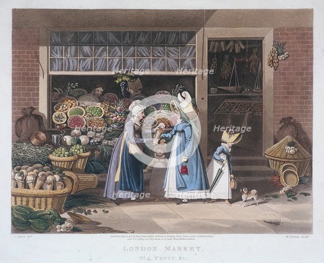 'London Market'; a fruit seller, 1822. Artist: Matthew Dubourg