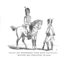 London and Westminster Light Horse Volunteers. Mounted and Dismounted Trooper c1870