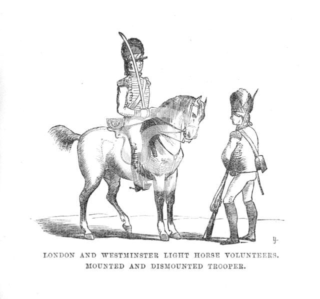 'London and Westminster Light Horse Volunteers. Mounted and Dismounted Trooper', c1870. Artist: Unknown.