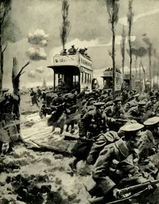London buses used to transport troops to the front, First World War, 1914-1918, (c1920). Creator: Arthur C Michael