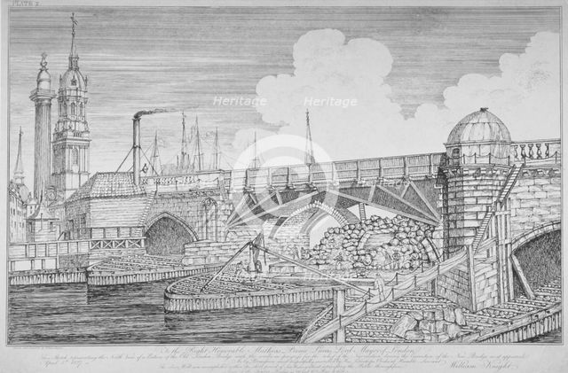 London Bridge, 1826.       Artist: William Knight