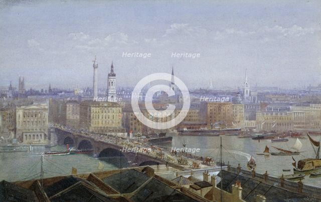 London Bridge and the City of London, 1892. Artist: John Crowther