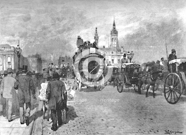 'London Bridge - Going Across', 1891. Creator: William Luker.