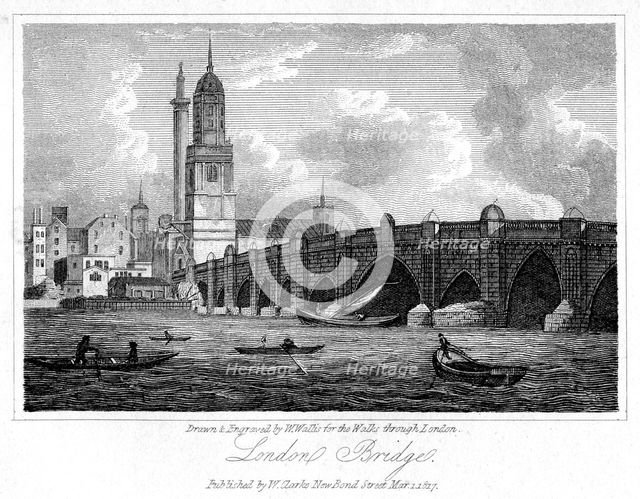 London Bridge, London, 1817.Artist: W Wallis