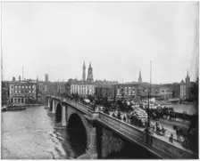 London Bridge, London, late 19th century. Artist: John L Stoddard