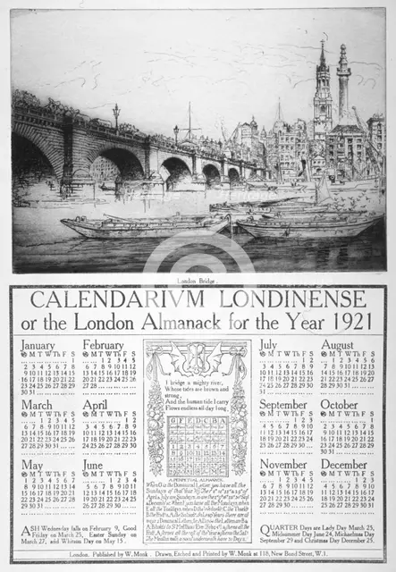 London Bridge (new), 1921. Artist: William Monk