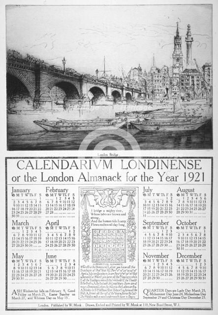 London Bridge (new), 1921. Artist: William Monk