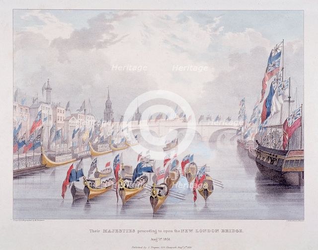 London Bridge (new), London, 1831. Artist: Charles Etienne Pierre Motte