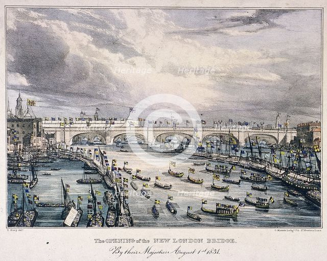 London Bridge (new), London, 1831. Artist: Charles Etienne Pierre Motte
