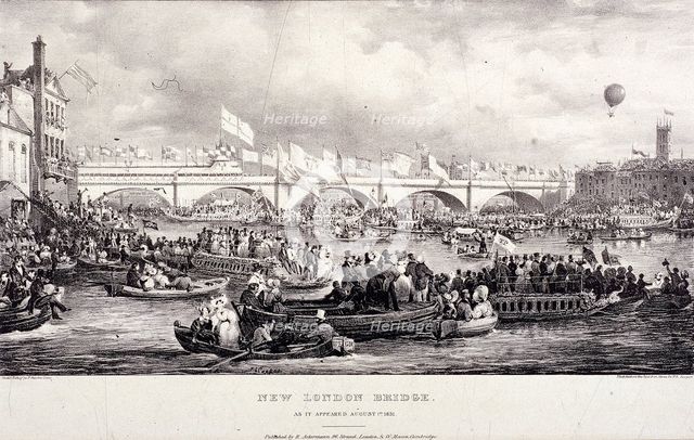 London Bridge (new), London, 1831. Artist: Charles Etienne Pierre Motte