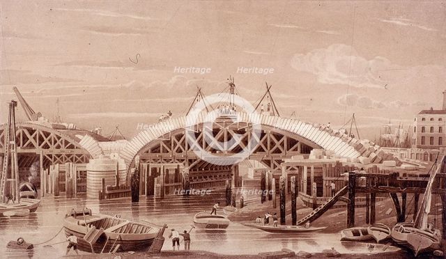 London Bridge (new), London, c1827. Artist: Anon