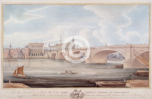 London Bridge (new), London, c1835. Artist: G Yates