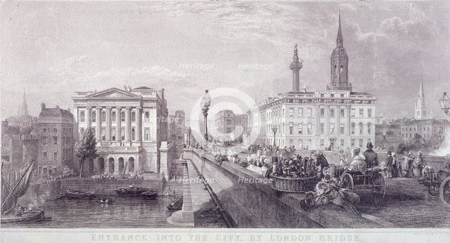 London Bridge (new), London, c1840. Artist: Thomas Higham