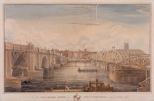 London Bridge (old and new), London, 1827. Artist: G Yates
