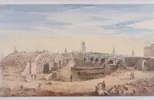 London Bridge (old and new), London, 1828. Artist: G Yates