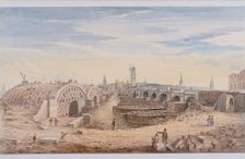 London Bridge (old and new), London, 1828. Artist: G Yates