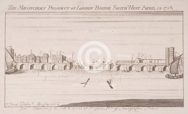 London Bridge (old), London, 1758 Artist: Anon