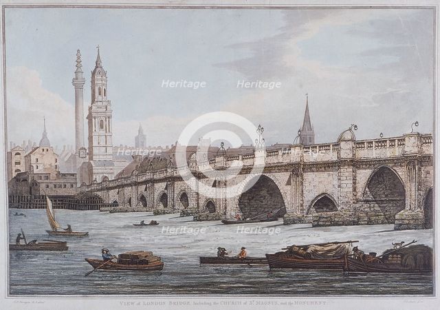 London Bridge (old), London, 1790. Artist: Joseph Constantine Stadler