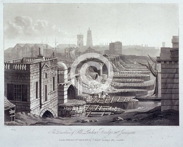 London Bridge (old), London, 1832. Artist: Henry Pyall