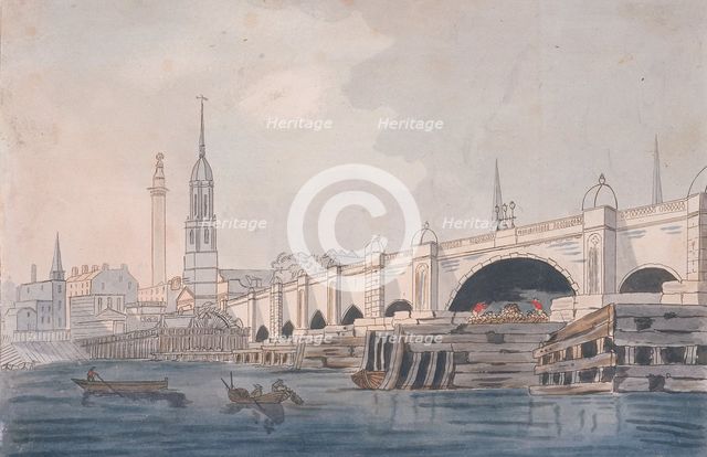 London Bridge (old), London, c1800. Artist: Anon