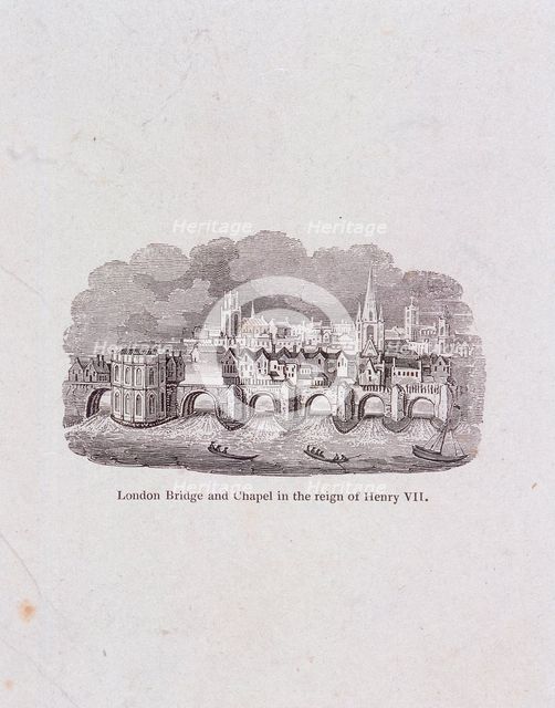 London Bridge (old), London, (c1800?) Artist: Anon