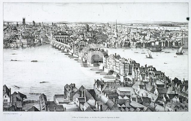 London Bridge (old), London, c1830. Artist: R Martin