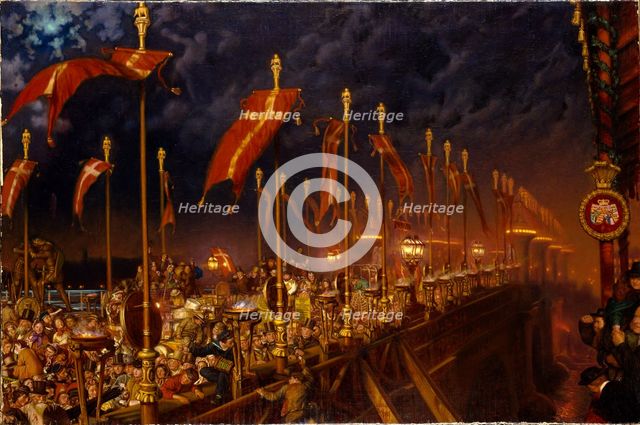 London Bridge on the Night of the Marriage of the Prince and Princess of Wales, 1863. Artist: William Holman Hunt.
