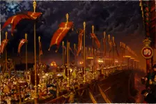 London Bridge on the Night of the Marriage of the Prince and Princess of Wales, 1863. Artist: William Holman Hunt