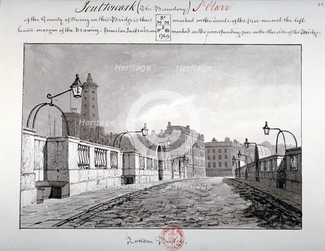 London Bridge, Southwark, London, 1827. Artist: John Chessell Buckler