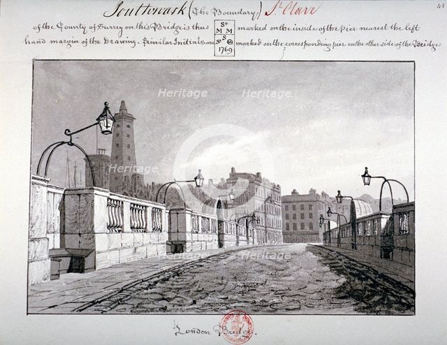 London Bridge, Southwark, London, 1827. Artist: John Chessell Buckler